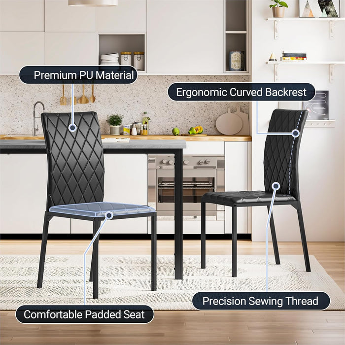 Marble Effect Dining Table and 4 Chairs Set