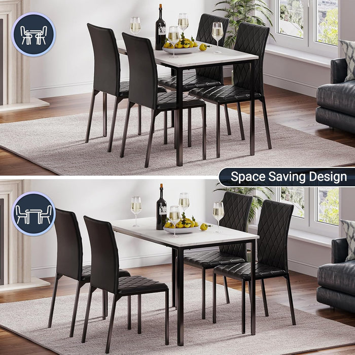 Marble Effect Dining Table and 4 Chairs Set