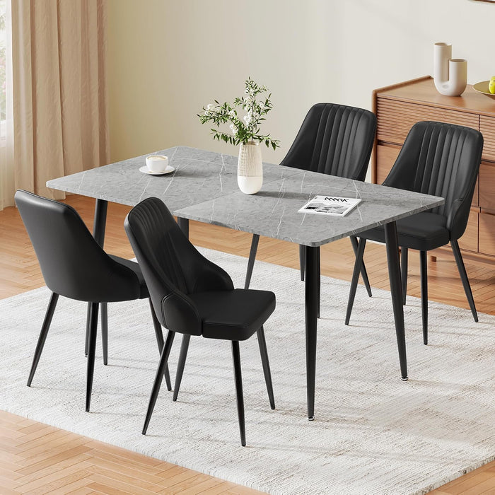 Marble Effect Dining Table and Chairs Set