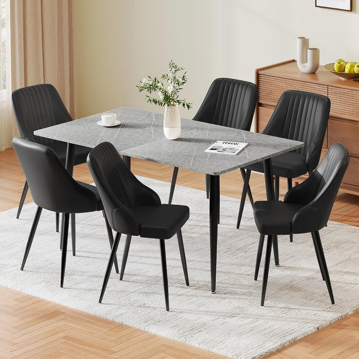 Marble Effect Dining Table and Chairs Set