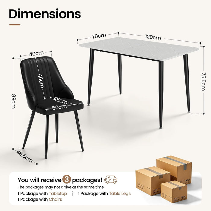 Marble Effect Dining Table and Chairs Set