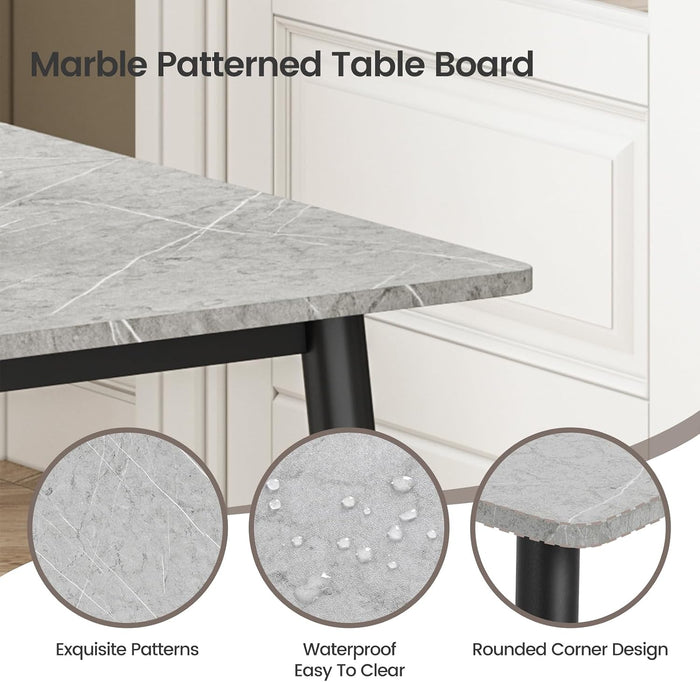 Marble Effect Dining Table and Chairs Set