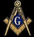 Mason Square and Compass Emblem Gold  Patch - Clearance