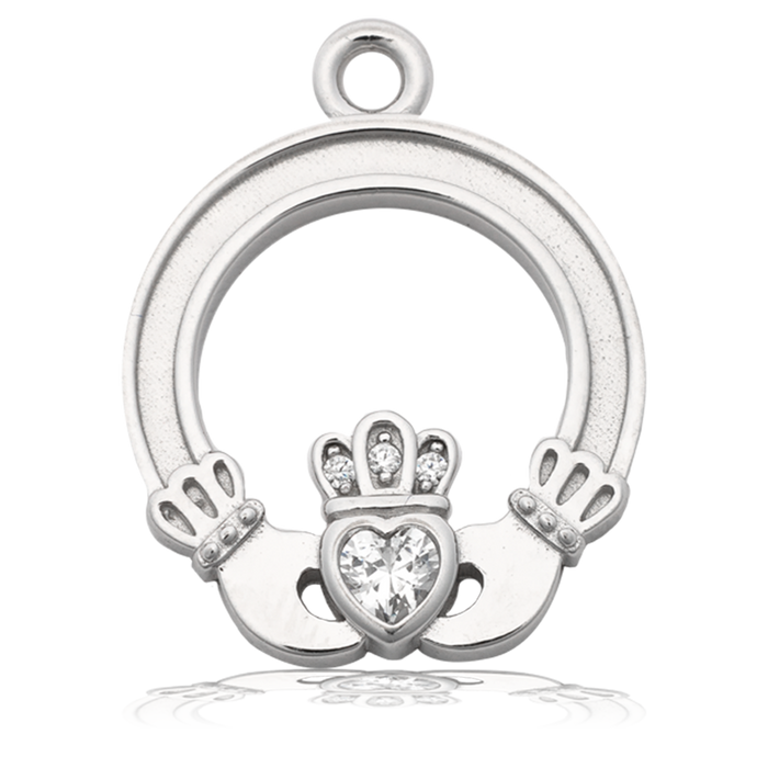 Mauve Jade Gemstone Bracelet with Claddagh Sterling Silver Charm