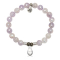 Mauve Jade Gemstone Bracelet with Ladybug Sterling Silver Charm