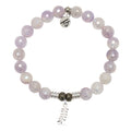 Mauve Jade Gemstone Bracelet with Olive Branch Sterling Silver Charm