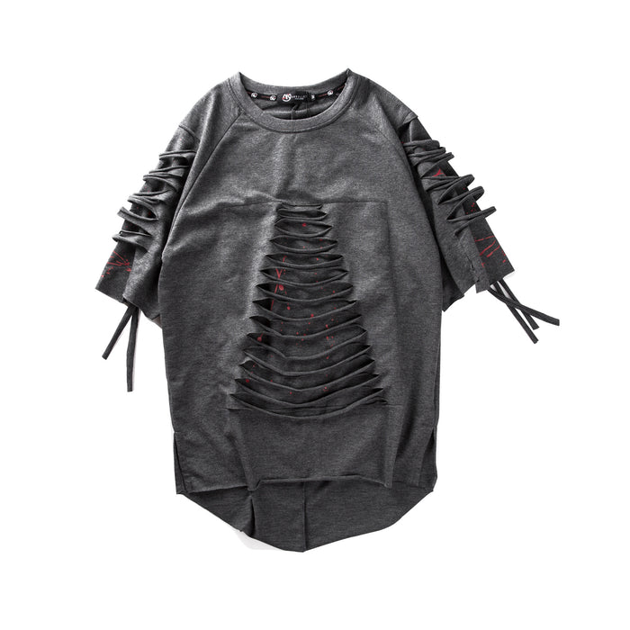 Men's Casual Ripped Short Sleeve Hip Hop T-Shirt