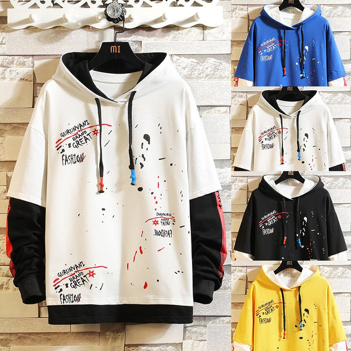 Men's Hooded Letter Print Sweatshirt - Fashionable Style