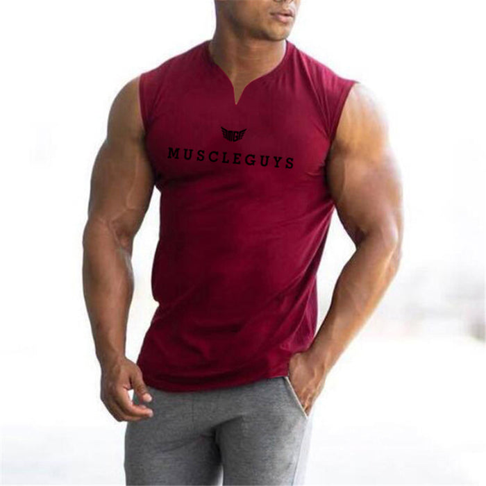 Men's V Neck Compression Sleeveless Workout Vest