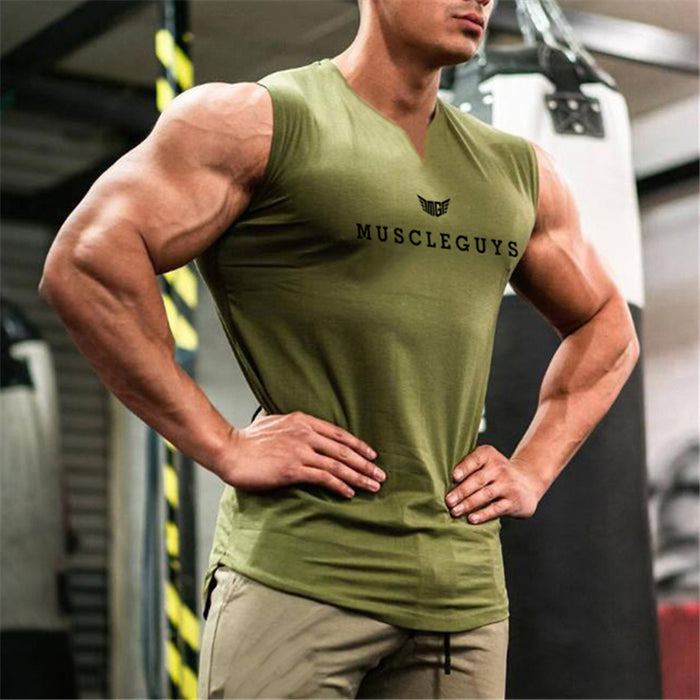 Men's V Neck Compression Sleeveless Workout Vest