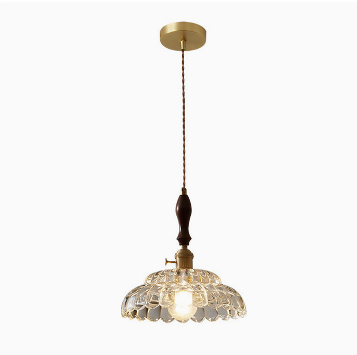 Modern French Minimalist Glass Flower Shape 1-Light Pendant Light