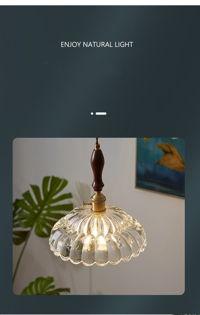 Modern French Minimalist Glass Flower Shape 1-Light Pendant Light