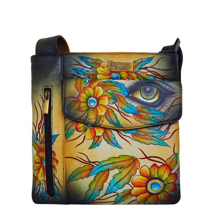 Women's hand-painted modern art slim crossbody bag for everyday carry