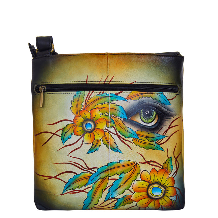 Women's hand-painted modern art slim crossbody bag for everyday carry-back view