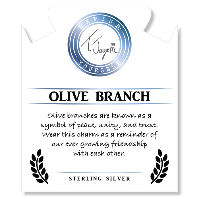 Moonstone Gemstone Bracelet with Olive Branch Sterling Silver Charm