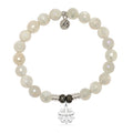 Moonstone Gemstone Bracelet with Thank You Flower Sterling Silver Charm