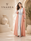 Morocco Muslim Abaya Dress 2 Piece Set with Embroidery
