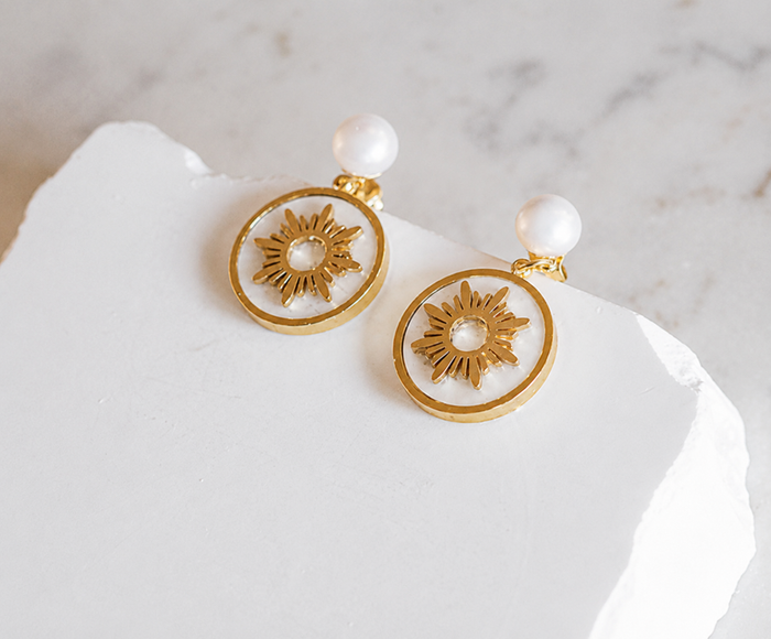 Mother of Pearl Philippine Sun Earrings