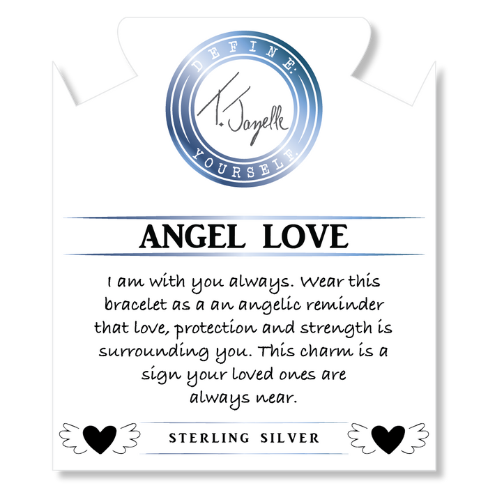 Multi Amazonite Gemstone Bracelet with Angel Love Sterling Silver Charm