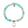 Multi Amazonite Gemstone Bracelet with Claddagh Sterling Silver Charm