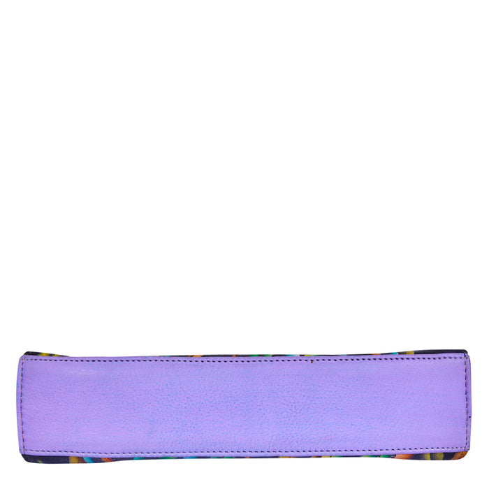 Women's hand-painted nature art leather crossbody bag for daily use-bottom view