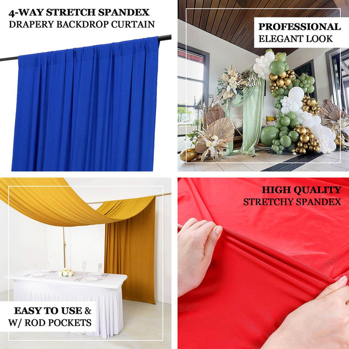 4-way stretch spandex drapery backdrop curtain in blue, red, and gold