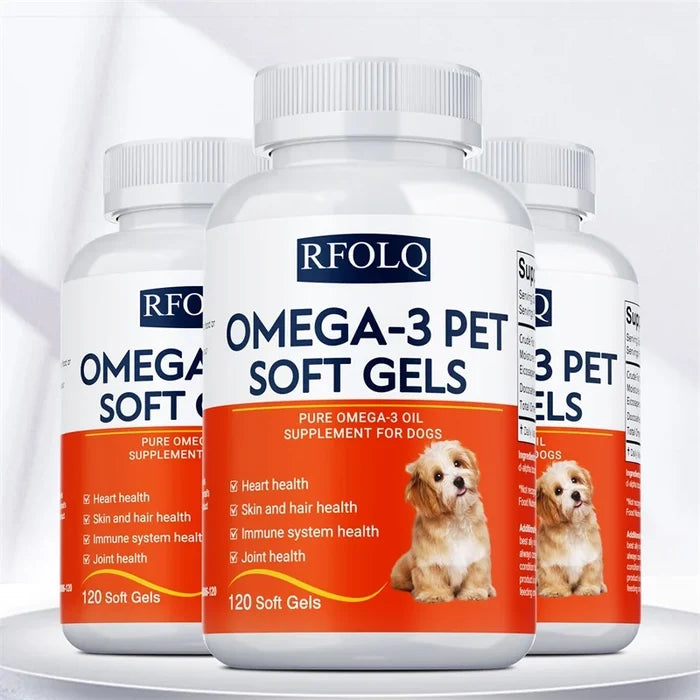 Omega-3 Pet Supplement - Fish Oil for Dogs with EPA & DHA - Supports Heart, Skin, Coat & Immune Health Happy Tails Pet Shop Store