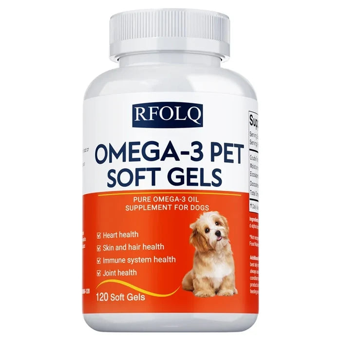 Omega-3 Pet Supplement - Fish Oil for Dogs with EPA & DHA - Supports Heart, Skin, Coat & Immune Health Happy Tails Pet Shop Store