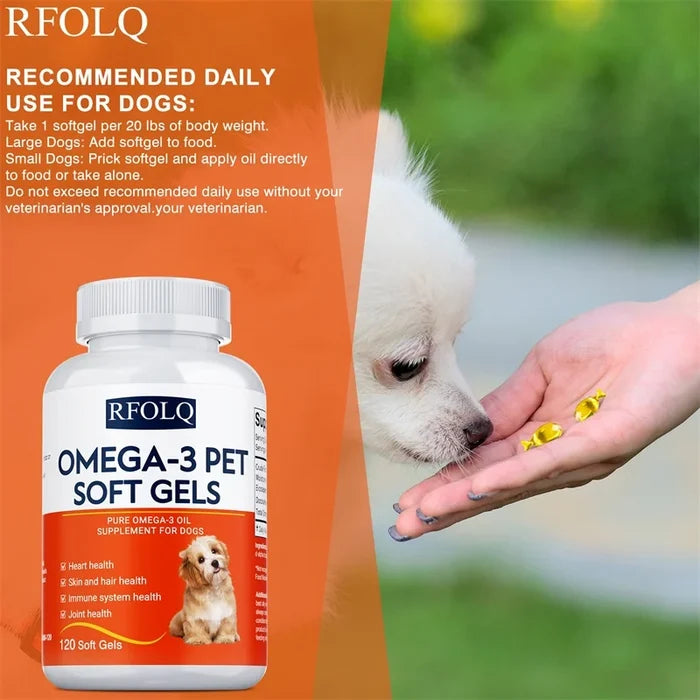 Omega-3 Pet Supplement - Fish Oil for Dogs with EPA & DHA - Supports Heart, Skin, Coat & Immune Health Happy Tails Pet Shop Store
