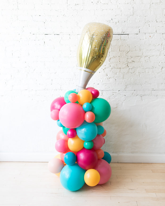 OUTDOOR - Birthday - Balloon Column with Champagne Foil - 4ft