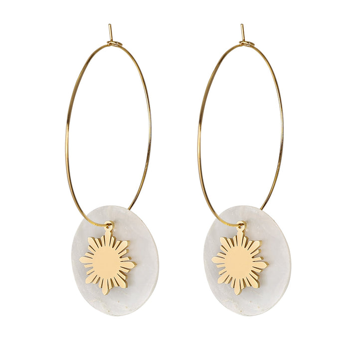 Philippine Sun and Capiz Hoop Earrings