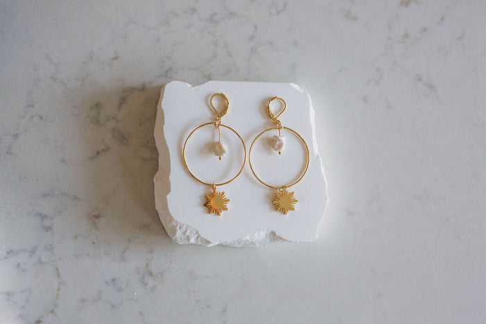 Philippine Sun and Natural Baroque Pearl Earrings