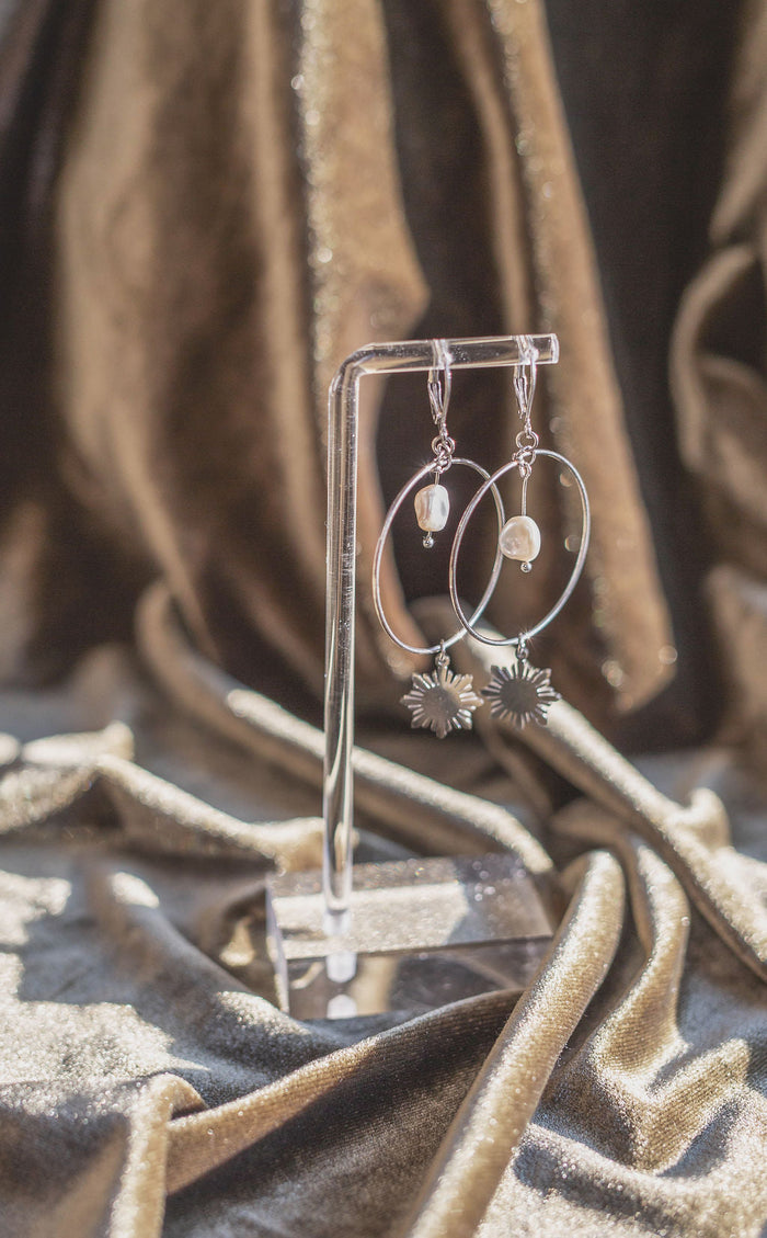 Philippine Sun and Natural Baroque Pearl Earrings