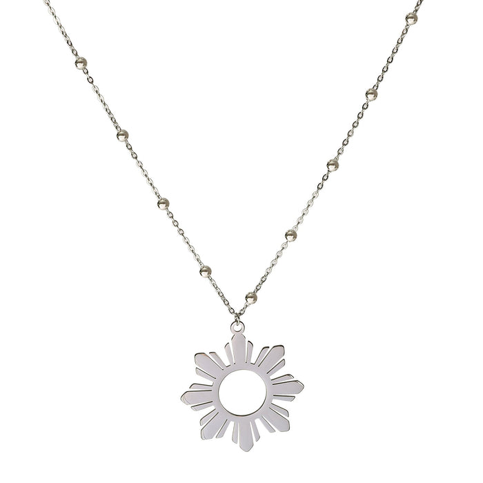 Philippine Sun Statement Pendant Necklace with Beaded Chain