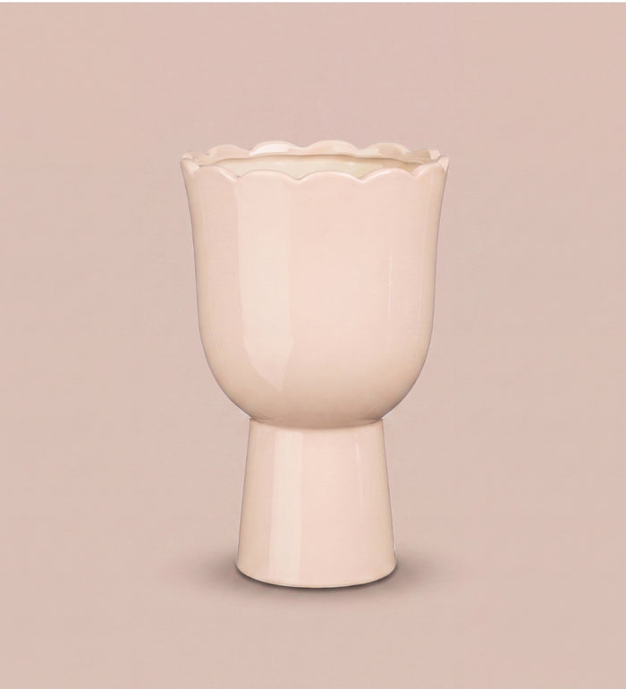Pink Scalloped Planter 15cm