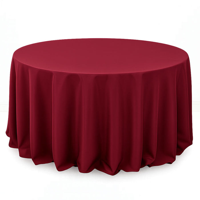 Premium Polyester Round Tablecloth 132" - 220GSM - Burgundy - By TCF Linen