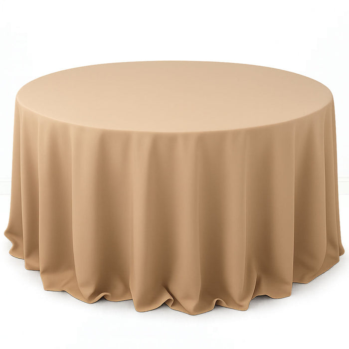 Premium Polyester Round Tablecloth 132" - 220GSM - Nude - By TCF Linen