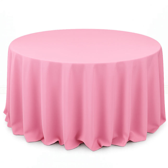 Premium Polyester Round Tablecloth 132" - 220GSM - Pink - By TCF Linen