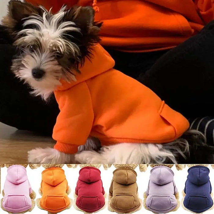 Puppy Pet Hooded Sweatshirt Autumn Winter Two-legged Pocket Cat Dog Clothes Happy Tails Pet Shop Store