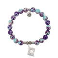 Purple Blue Jasper Gemstone Bracelet with Memories Sterling Silver Charm