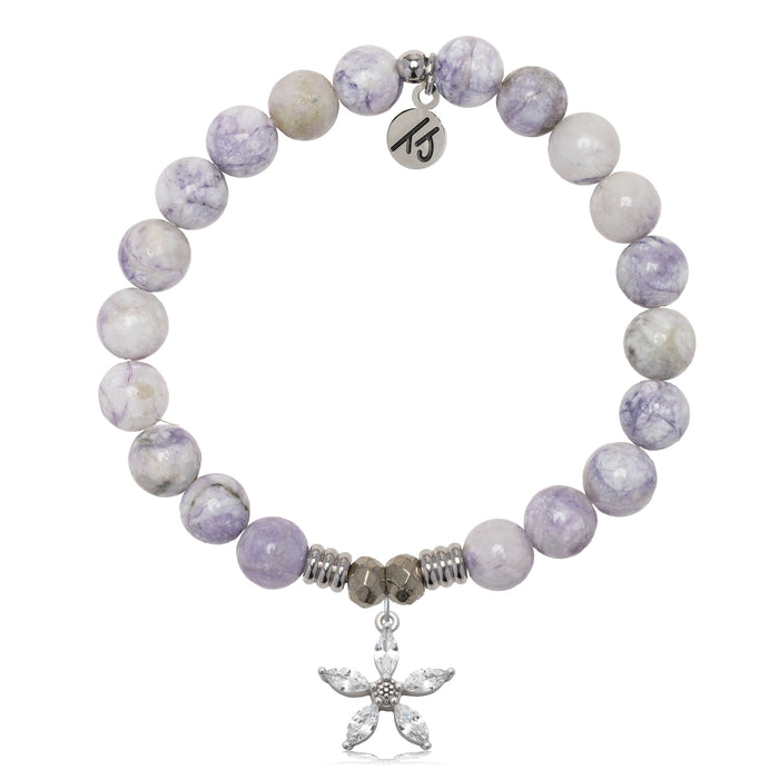 Purple Turquoise Gemstone Bracelet with Renewal Sterling Silver Charm