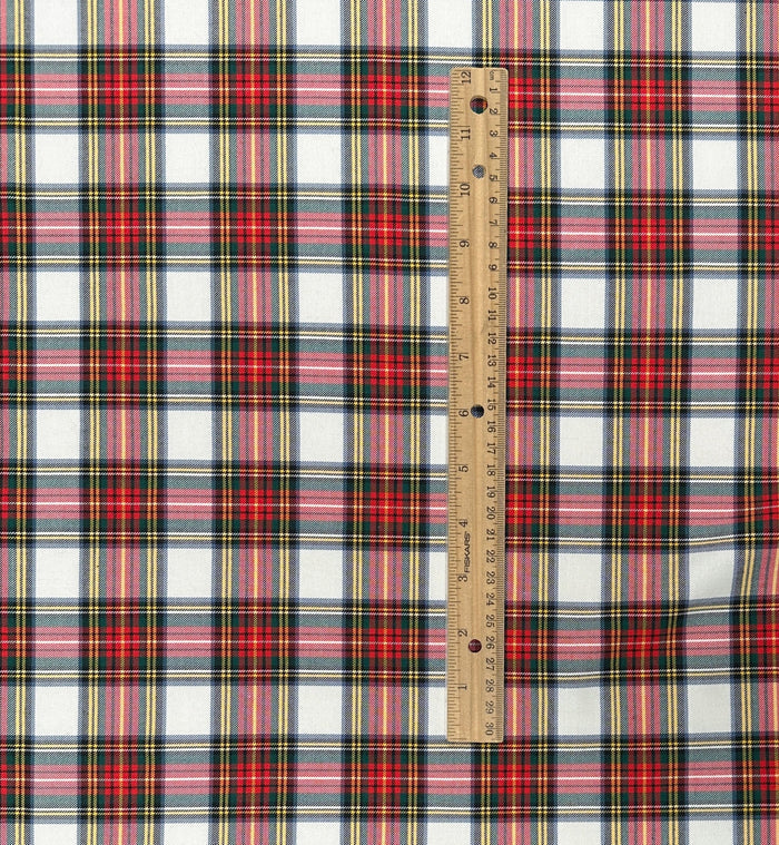 Red & Ivory Bamboo Cotton Yarn Dyed Plaid