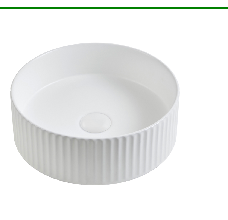 Round 360mm Fluted Matte Black Counter Top Basin White/ Black