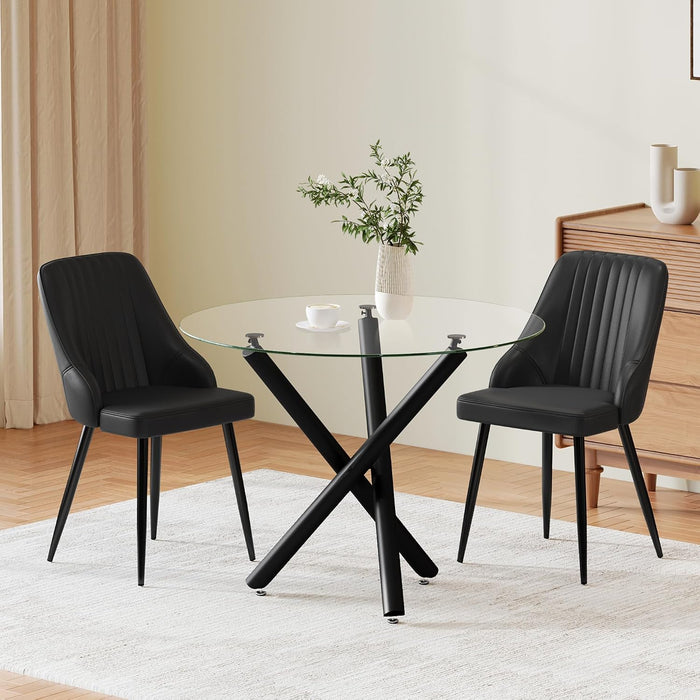 Round Glass Dining Table and Chairs Set
