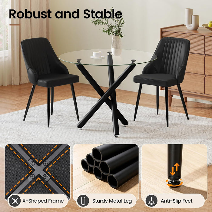 Round Glass Dining Table and Chairs Set