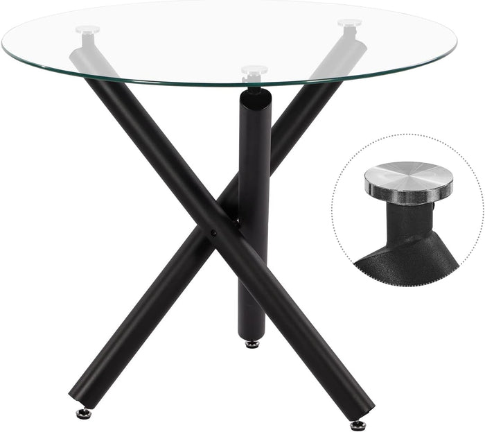 Round Glass Dining Table and Chairs Set