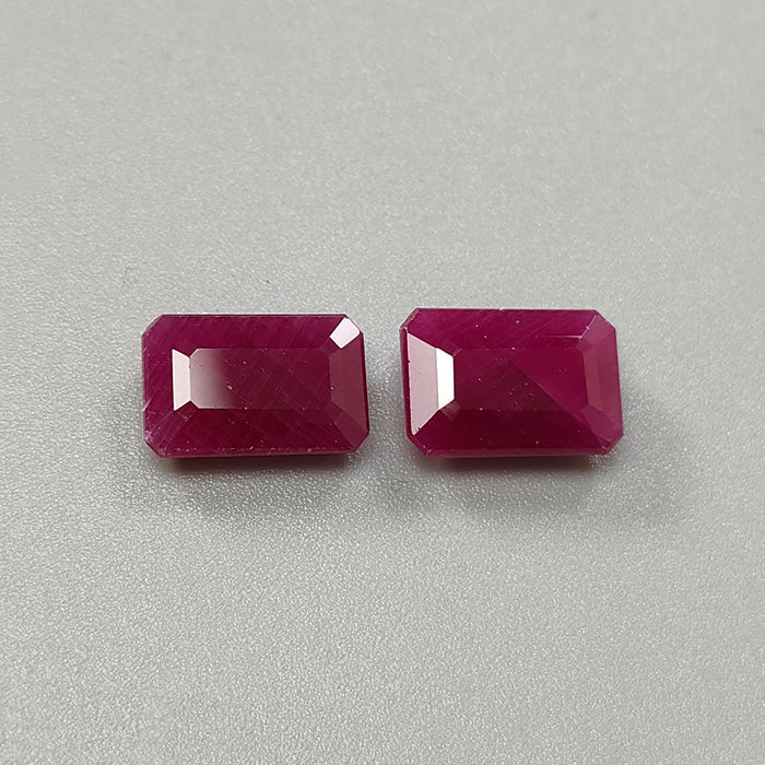 Ruby Gemstone Faceted Cut: 11.50cts Natural Untreated Unheated Red Ruby Baguette Shape 12*8mm - 12.5*8mm 2pcs for Jewelry July Birthstone