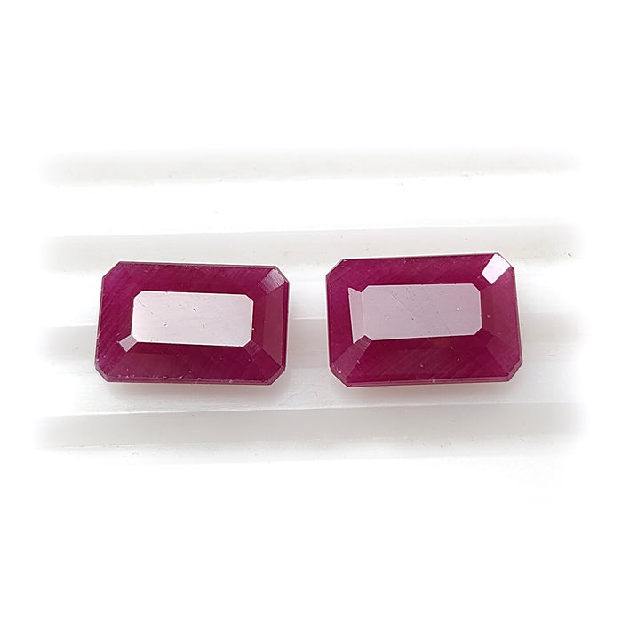 Ruby Gemstone Faceted Cut: 11.50cts Natural Untreated Unheated Red Ruby Baguette Shape 12*8mm - 12.5*8mm 2pcs for Jewelry July Birthstone