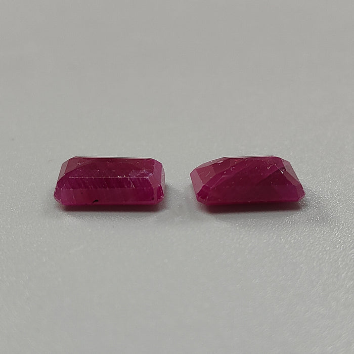 Ruby Gemstone Faceted Cut: 11.50cts Natural Untreated Unheated Red Ruby Baguette Shape 12*8mm - 12.5*8mm 2pcs for Jewelry July Birthstone