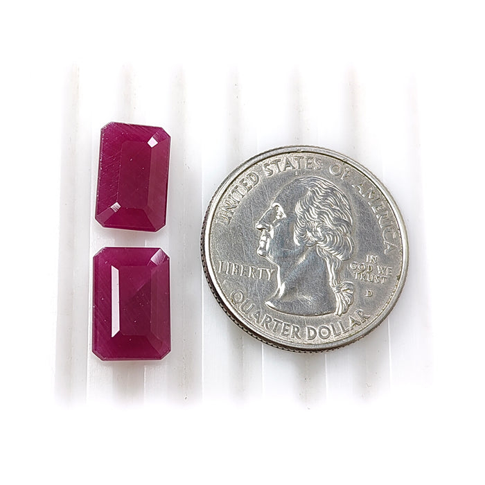 Ruby Gemstone Faceted Cut: 11.50cts Natural Untreated Unheated Red Ruby Baguette Shape 12*8mm - 12.5*8mm 2pcs for Jewelry July Birthstone